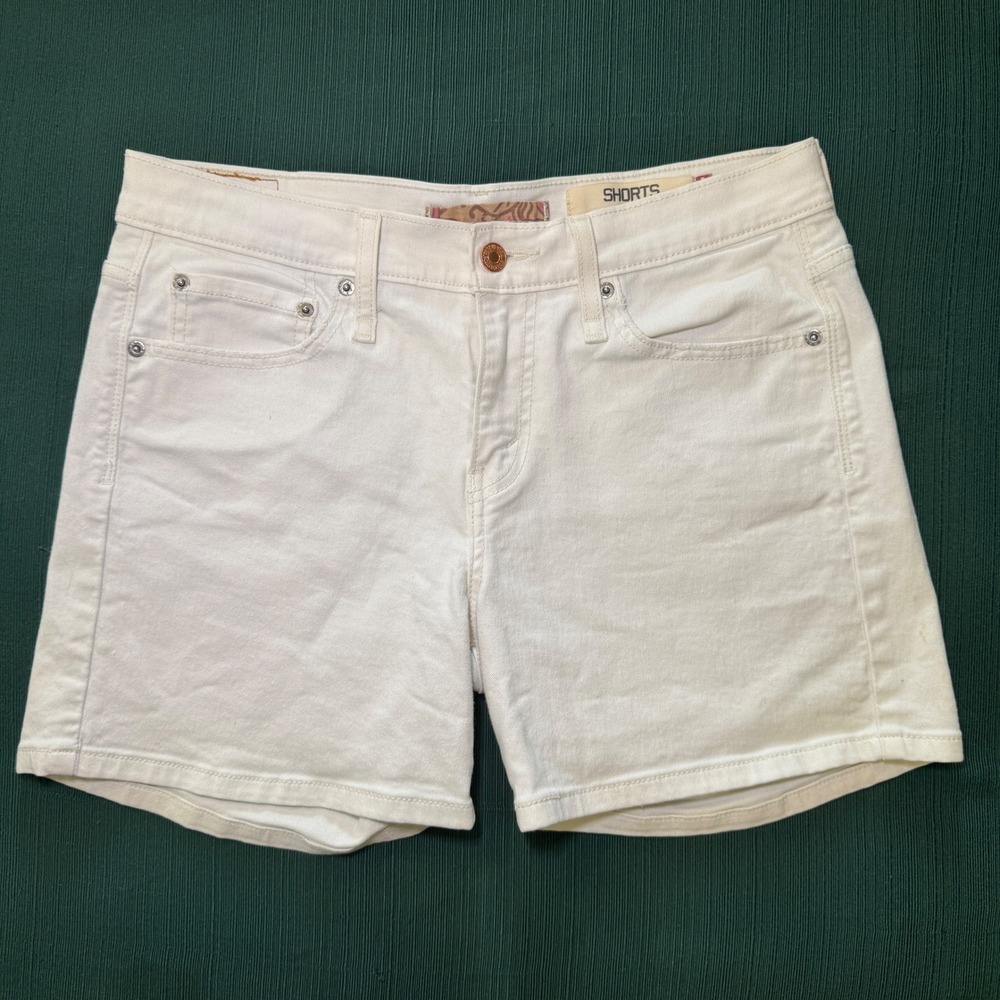 Levis 515 Women's White Denim Shorts Mid Rise Stretch Size 8